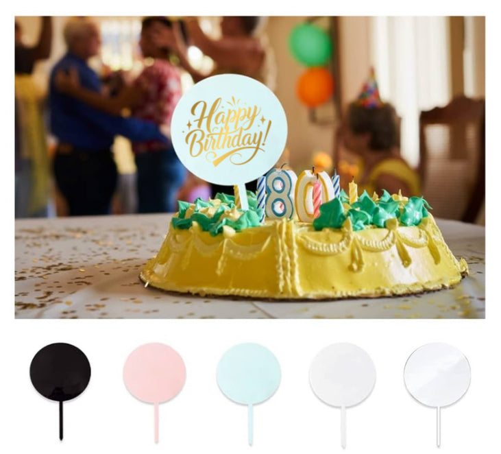 5” Round Blank Acrylic Cake Toppers