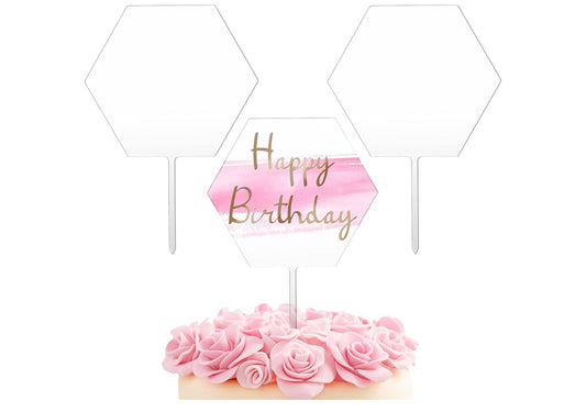 Sturdy Acrylic Cake Toppers - Hexagon