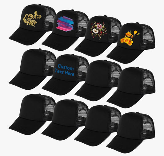 Sublimation and Embroidery Blank Caps (Black)